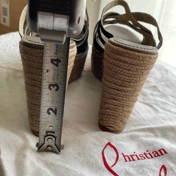 🖤♥️Christian Louboutin size 38 - Black Ribbon espadrilles platform wedge - Picture 7 of 9